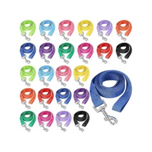 5 ft Nylon Dog Leash Training Rope for Small Medium Dogs 24 Pack 12 Assorted Colors