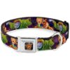 5 inch Wide Dog Collar in Multicolor Purple with Scooby and Shaggy Hugging