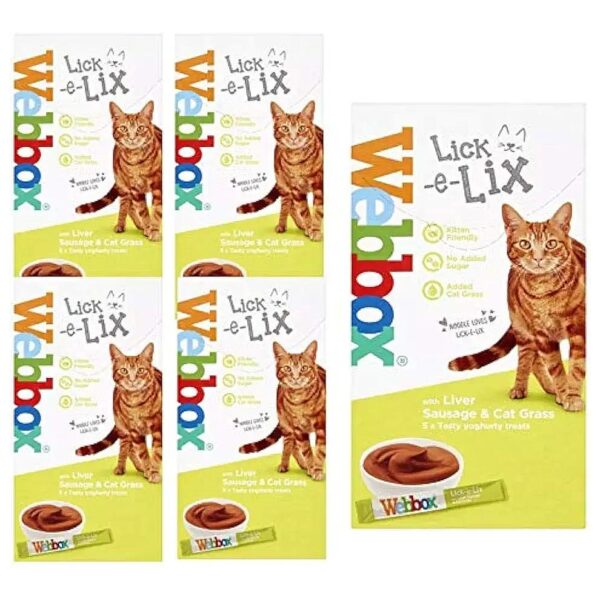 5 x 15g Liver Sausage Filled Yoghurt Treats with Cat Grass for Cats