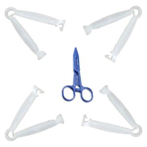 50 Pcs White Disposable Umbilical Cord Clamps and 1 Hemostatic Forcep Surgical Kit