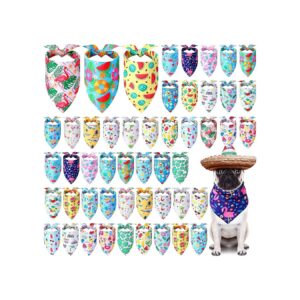 50 Piece Summer Fruit Print Dog Bandanas Triangle Scarf Set for Dogs Pet Accessories