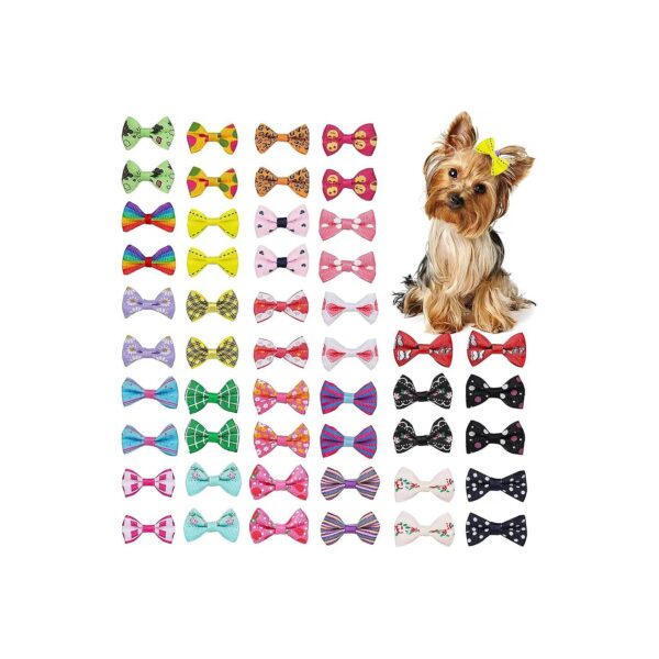 50pcs Puppy Yorkie Dog Hair Bows with Clips Pet Grooming Products