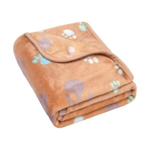 50x40inch Fleece Dog Blanket with Cute Paw Prints for Small to Medium Size Dogs