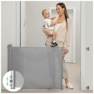 55-Inch Wide Retractable Mesh Safety Gate for Doorways and Stairs