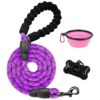 5FT Purple Dog Leash for Walking Training Running with Padded Handle and Metal Clip Hook