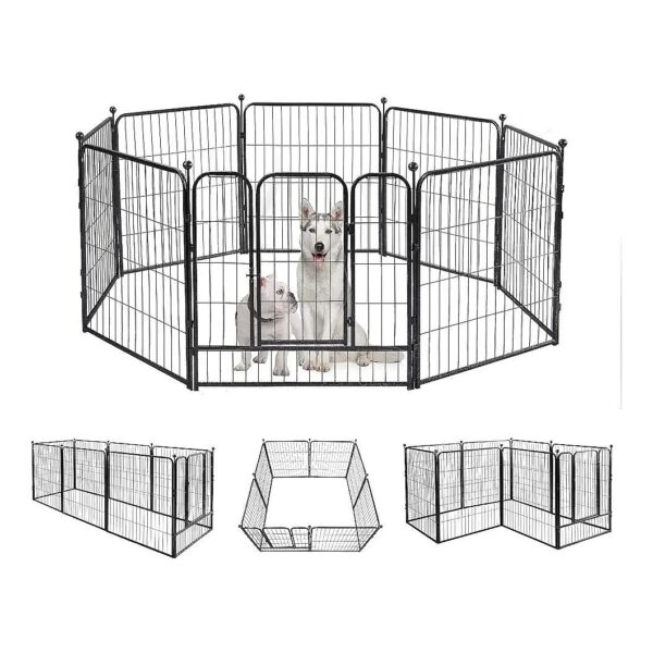 5"H Heavy Duty Iron Puppy Playpen with Door for Small Medium Dogs