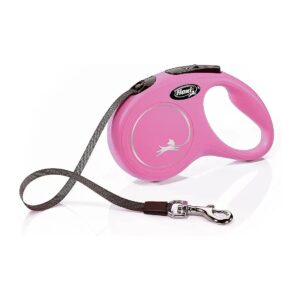 5M Pink Flexi Leash with LED Lighting and Treat Dispenser for Small to Medium Dogs