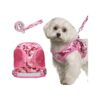 5ft Reflective Pink Dog Leash with Adjustable Pink Dog Harness for Small Dogs and Cats