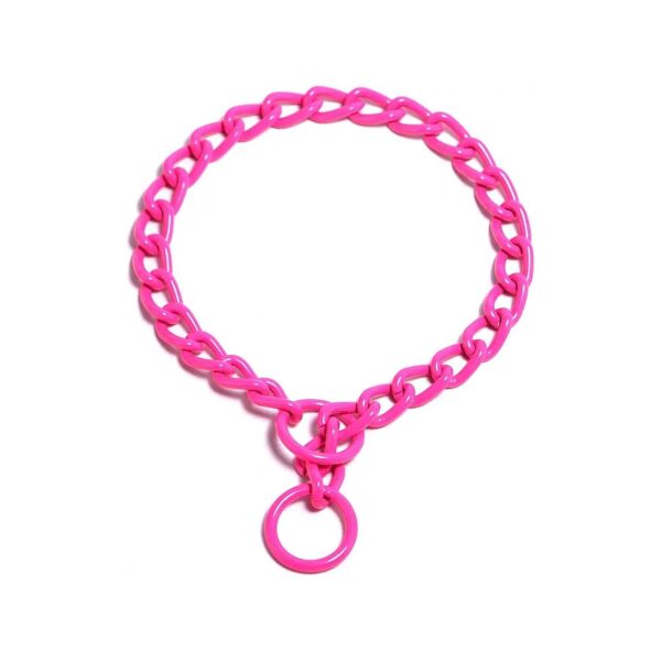 5mm x 16 inch Chain Training Collar for Dogs in Bubblegum Pink