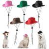 5pcs Puppies Cowboy Cowgirl Cosplay Caps for Small Dogs Cats Kitterns Western Costume