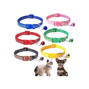 6 PCS Puppy Collars for Small Dogs Adjustable Bell Soft Material PVC