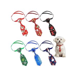 6 Pack Adjustable Small Pet Bow Ties Christmas Dog Neckties For Festive Occasions