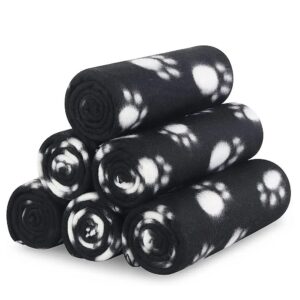 6 Pack Black Fleece Puppy Blankets for Small Dogs Cats 24'' x 28'