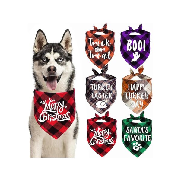 6 Pack Holiday Bandanas Large Dogs Halloween Christmas Thanksgiving