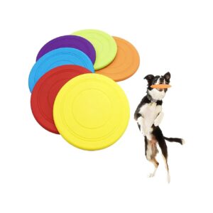 6 Pack Silicone Dog Flying Discs for Interactive Play and Training