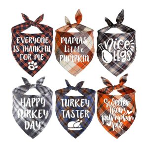 6 Pack of Thanksgiving Dog Bandanas for Small Medium Large Dogs