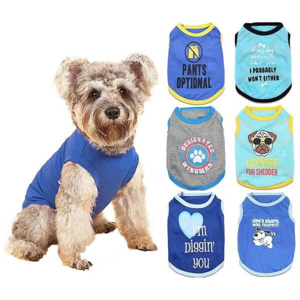 6 Packs Boy Dog Shirts for Small Dogs with Unique and Funny Patterns