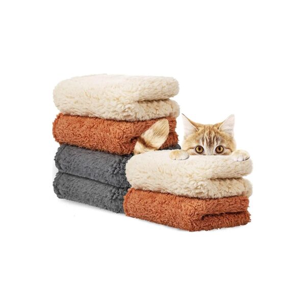 6 Pcs Fleece Pet Blanket Set for Small Medium Dogs and Cats Offers Reversible Design