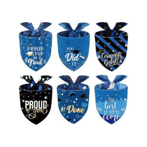 6 Piece Graduation Dog Bandana Kit with Adjustable Triangle Bib Scarf for Pet Photography