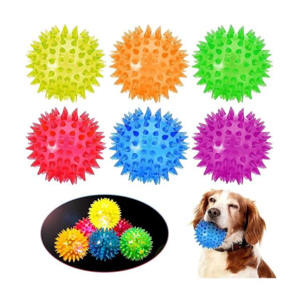 6-Piece Set of Flashing Glow-in-the-Dark Dog Balls for Fetch and Toss