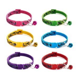 6 Pieces Adjustable Soft Nylon Camouflage Dog Collars with Bell for Small Medium Dogs