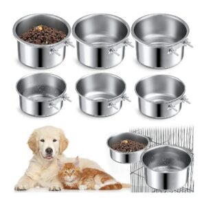 6 Pieces Dog Cage Food Water Bowls with Hanging System for Cats Dogs