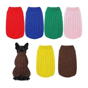 6 Pieces Knitted Dog Sweaters Soft Warm Classic Pet Clothing for Small to Medium Dogs