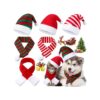 6 Pieces Pet Christmas Hat with Scarf Set Small Dog Cat Santa Claus Costume