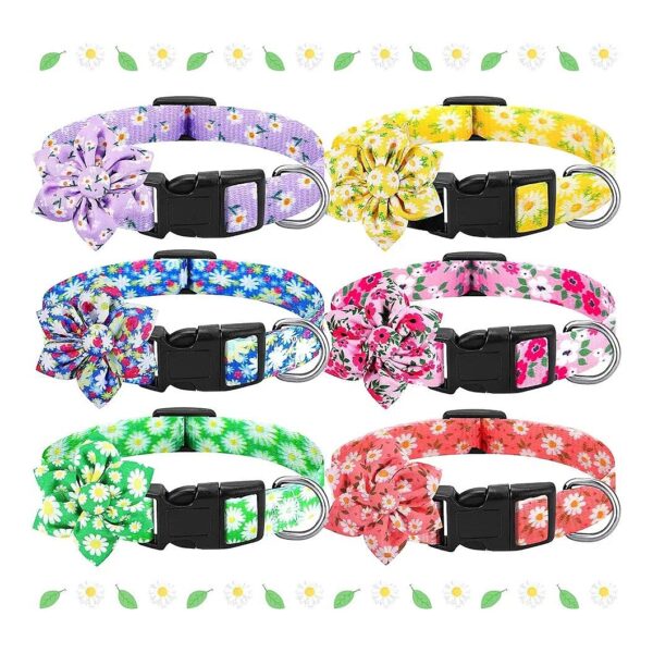 6 Pieces Puppy Collars for Female Male Small Dogs Adjustable Soft Collars