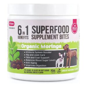 6 in 1 Dog Supplement with Organic Moringa for Immune System and Heart Health