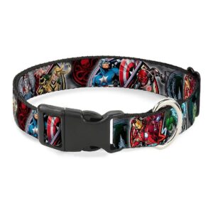 6 to 9 Inch Wide Handcrafted Dog Collar with Marvel Avengers Villain Poses