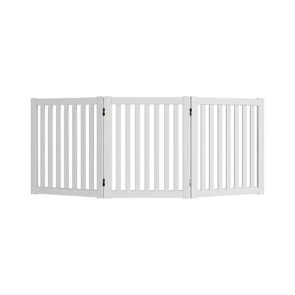 60-Inch Wide Expandable Wooden Pet Gate with Foldable Design