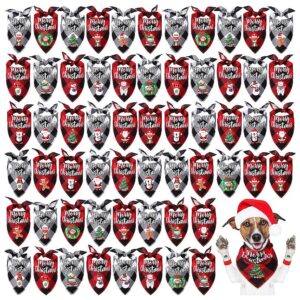 60 Pcs Christmas Dog Bandanas Small Medium Large Dog Pet Costume Novelty Style