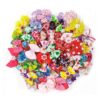 60 Pcs Multicolored Pet Hair Bows Rubber Bands Hair Grooming Topknots