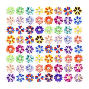 60 Pieces Small Pet Hair Bows with Colorful Petals and Pearl