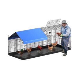 600D Oxford Waterproof Metal Chicken Coop with Large Spacious Run and Easy Installation