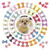 60Pcs Puppy Dog Hair Barrettes and Bows in Mixed Colors with Metal Clips for Pet Grooming