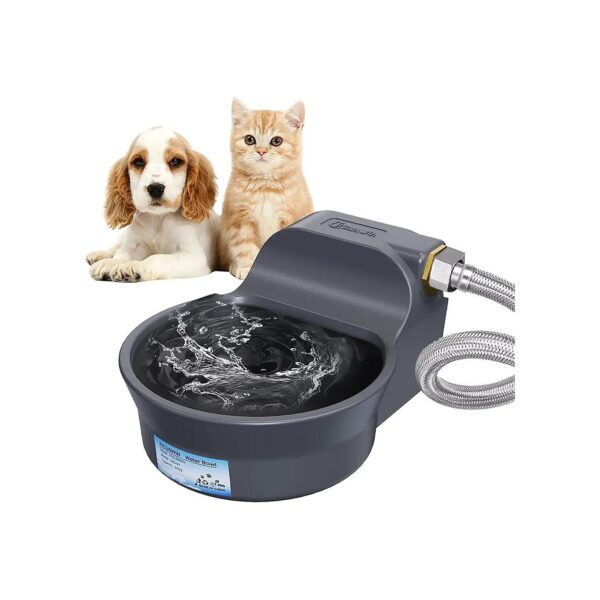 67OZ Dog Water Bowl Dispenser with 5Ft Water Hose, Compatible with Faucets