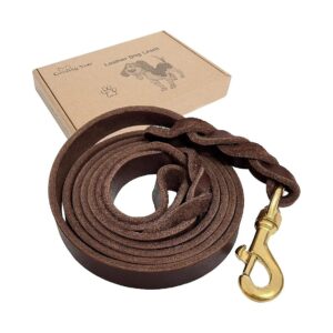 6ft Leather Dog Leash for Large Dogs with High Quality Leather Materials