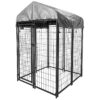 6x4x4 Outdoor Dog Kennel Kit with Waterproof Tarp Cover for Small Dogs