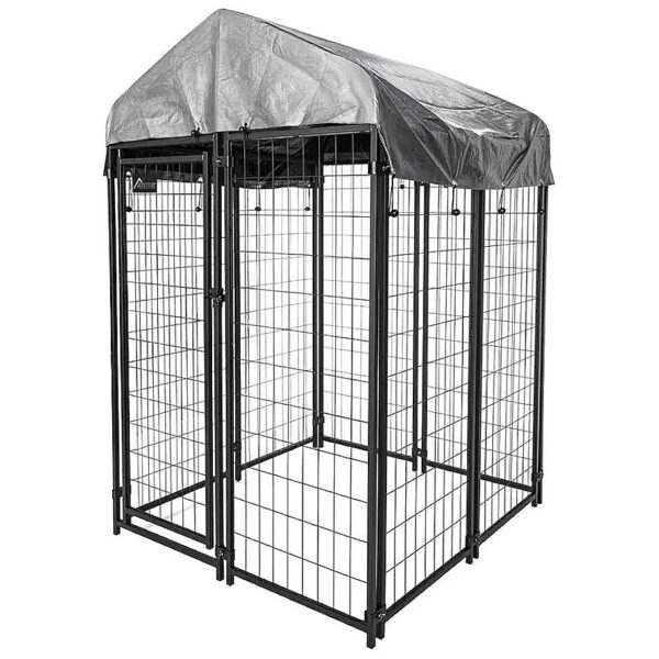 6x4x4 Outdoor Dog Kennel Kit with Waterproof Tarp Cover for Small Dogs