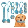 7 Blue Cotton Rope Toys for Small Dogs Teeth Cleaning and Chewing