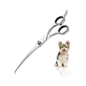 7 Inch Curved Dog Grooming Scissors with Finger Rests for Optimum Control and Comfort