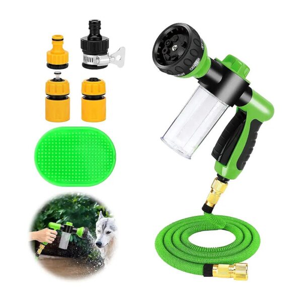 7-Piece Dog Bathing Kit with Foam Sprayer and Extendable Hose