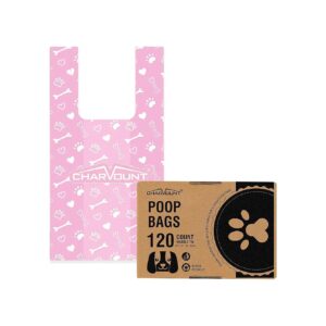 7'' x 8'' Pink Dog Poop Bags with Handles for Large Messes