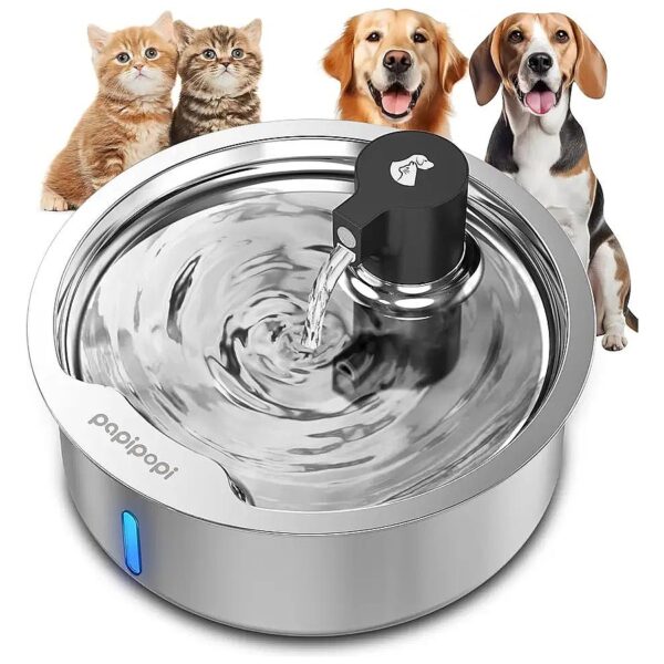 7L Pet Water Fountain for Large Dogs, Multi-Cats, Indoor Use, Stainless Steel