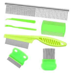 7PCS Pet Comb Set for Dogs and Cats with Fine Tooth and Lice Combs Included