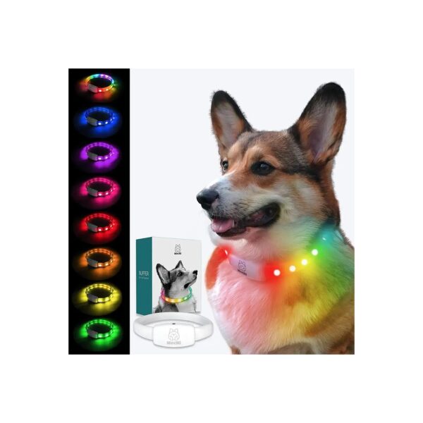 8 Colors in 1 LED Dog Collar for Small Medium Large Dogs Visibility