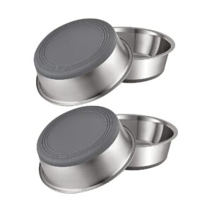 8 Cup Stainless Steel Dog Bowls with Nonslip Silcone Bottom and Durable Construction