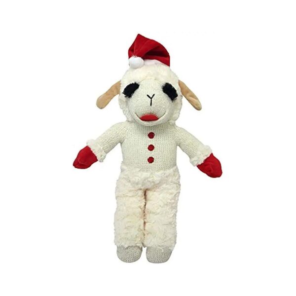 8 Inch Standing Plush Lamb Chop with Santa Hat for Small Dog Toys